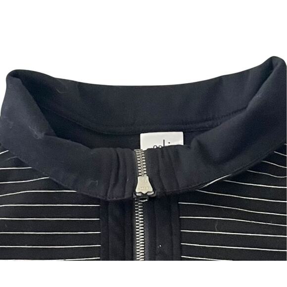 CABI LONG SLV FRONT ZIP COTTON/POLY FLEECE JACKET, WOMENS, L, BLACK/WHITE STRIPE - Picture 5 of 12